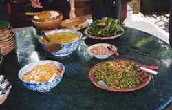 A balinese feast rich in spicy flavours - prepared by the group during their cooking class