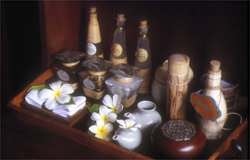 Essential oils, spices, herbs and other natural products used during a massage