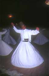 The mysterious whirling dervishes - devotees of the sufi religion performing their twirling devotion